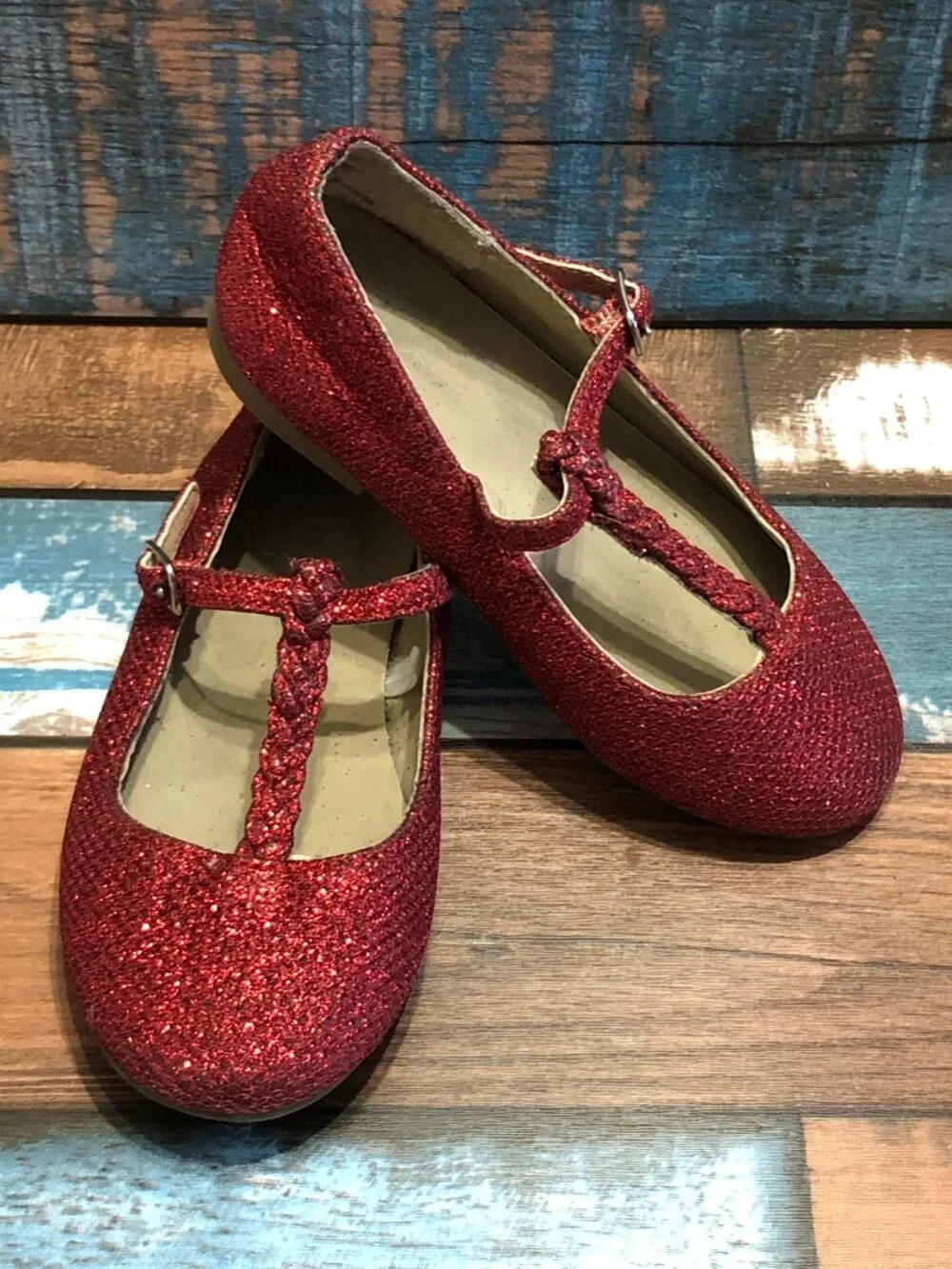 Place Girls Mary Jane Red Dress Shoes Shimmery Baby Size 7
